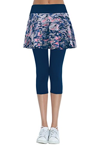 HonourSport-Womens-Skirted-Capri-Leggings-Athletic-Printed-Tennis-Skorts